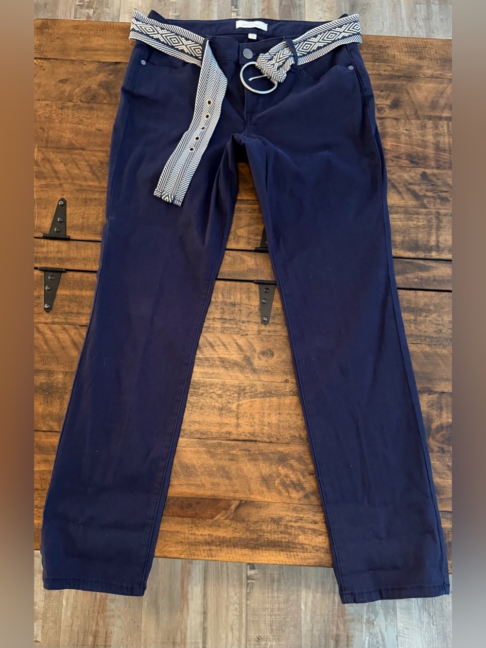 Women’s Navy Chino Pants with Patterned Belt size 6R